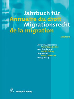 cover image of Jahrbuch für Migrationsrecht 2018/2019 Annuaire du droit de la migration 2018/2019